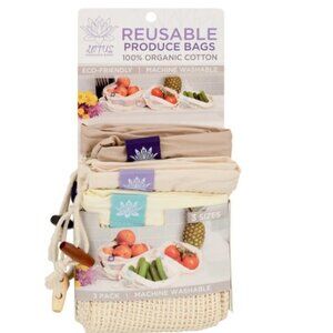 Lotus 100% Organic Cotton Eco-Friendly Plastics Free Reusable Produce Bags 3/Ea